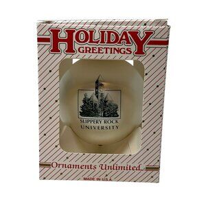 Slippery Rock University Vintage Satin Bulb Christmas Tree Ornament SRU PA New